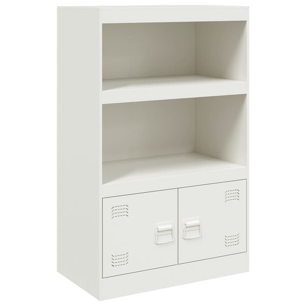Buffet bahut commode armoire meuble de rangement organisateur cuisine salle de séjour salon 67 x 39 x 107 cm acier blanc 02_0