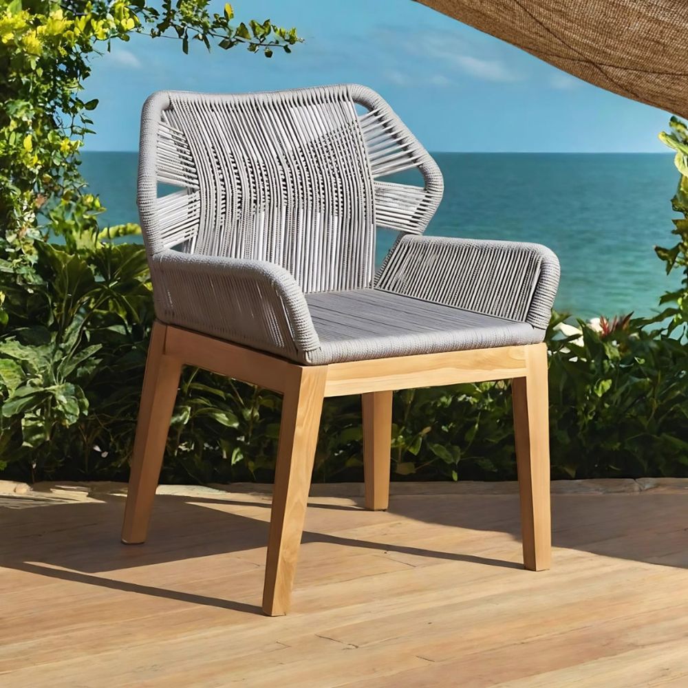 Chaise de jardin en teck et corde gris vera