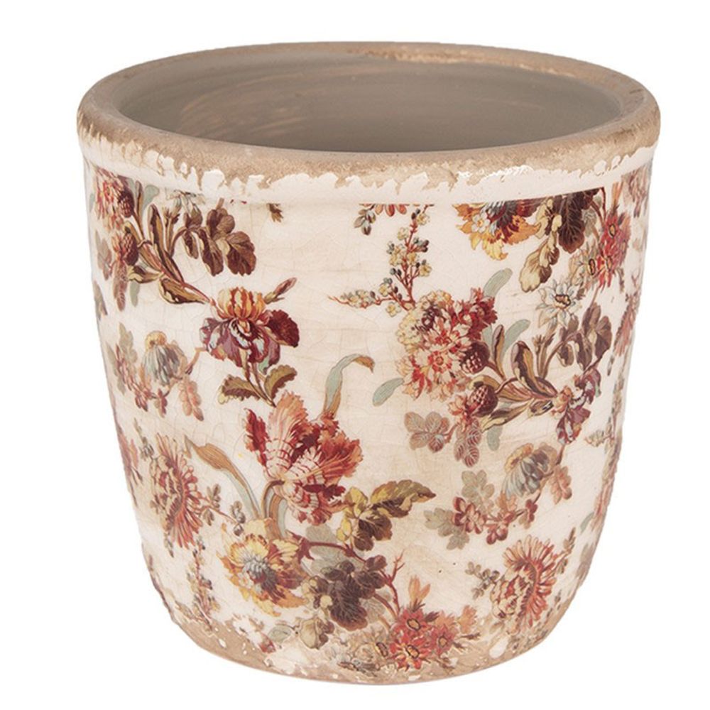 Pot de fleurs céramique beige rose 13x13cm