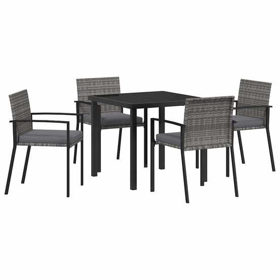Ensemble de salle à manger pour jardin 5 pcs gris poly rotin