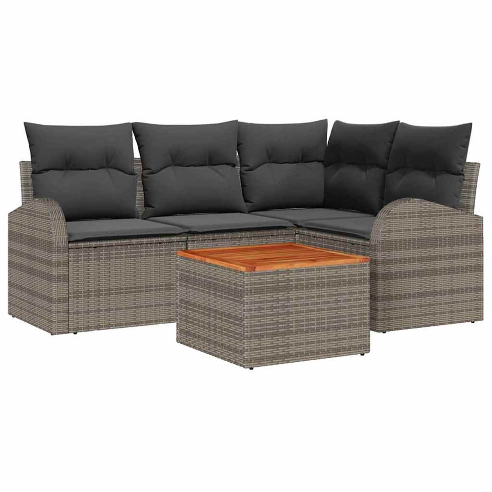 Ensemble de canapé de jardin 5 pc gris polyrotin