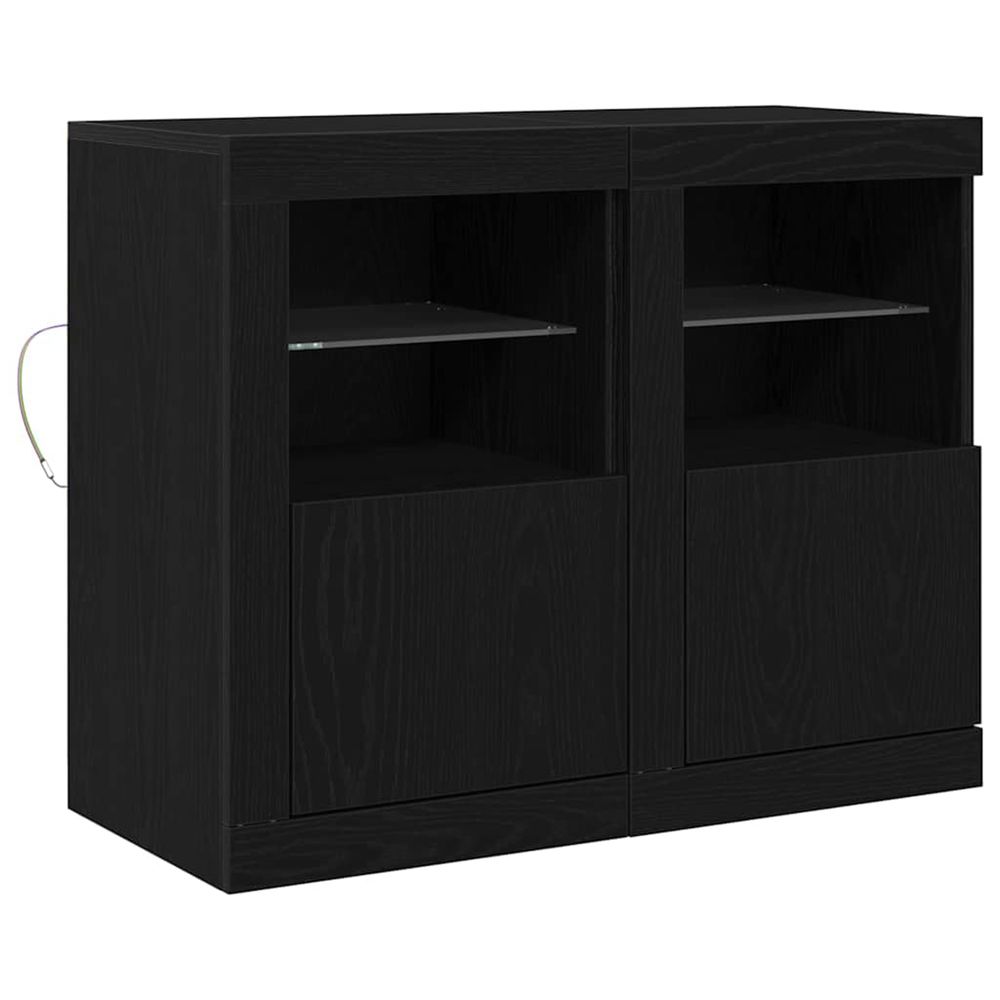 Buffet led 2 pc 41 x 37 x 67 cm bois d'ingénierie chêne noir