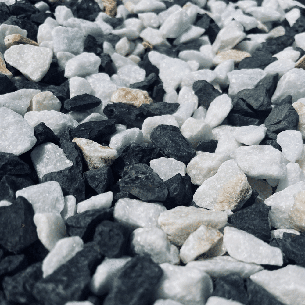 Pack big bag 140m² gravier blanc et noir panda 12/20 = 7 big bag 1,5t