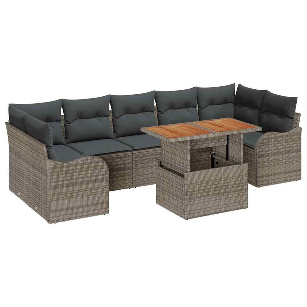 Ensemble de canapé de jardin 8 pc gris poly rotin