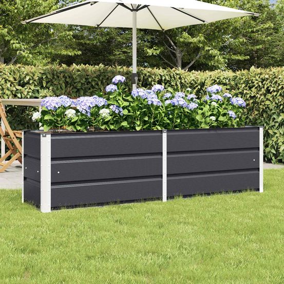 Bac à fleurs acier anthracite grande longueur pour jardin balcon terrasse 160x40x45 cm