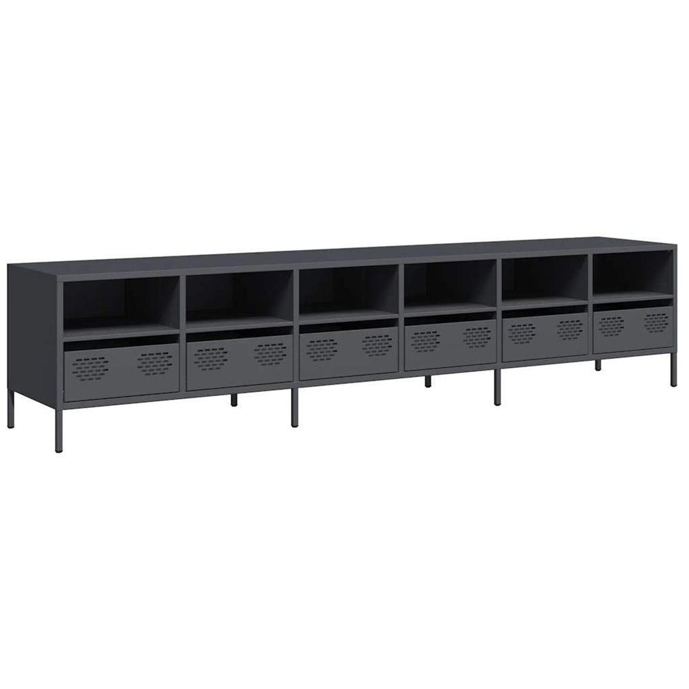 Meuble tv anthracite 202x39x43,5 cm acier laminé à froid