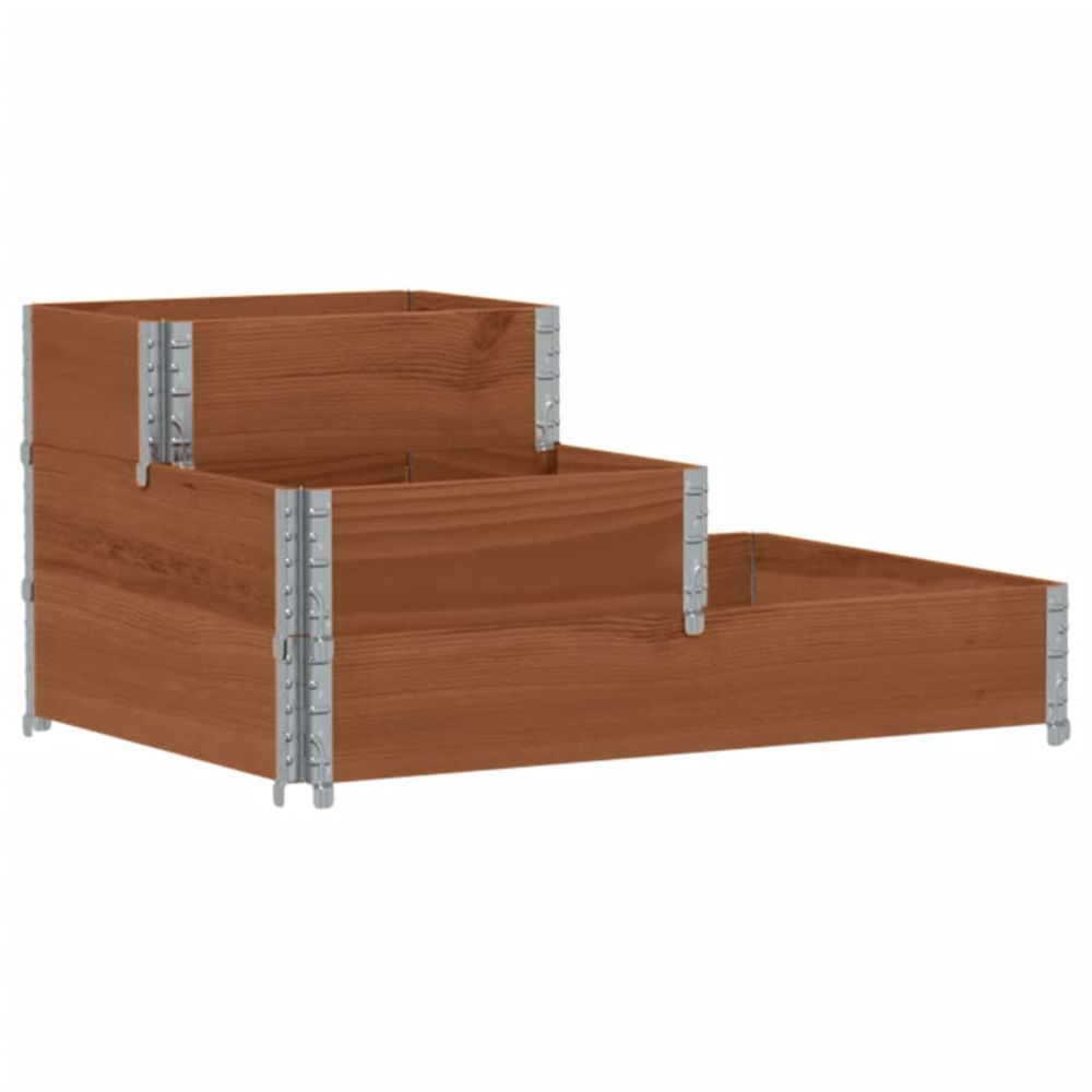 Lit surélevé à 3 niveaux marron 120x80 cm bois pin massif