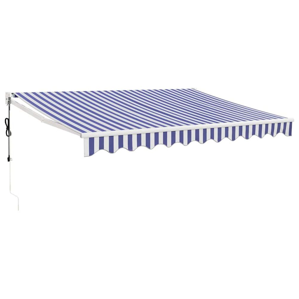 Auvent rétractable automatique bleu et blanc 3,5x2,5 m