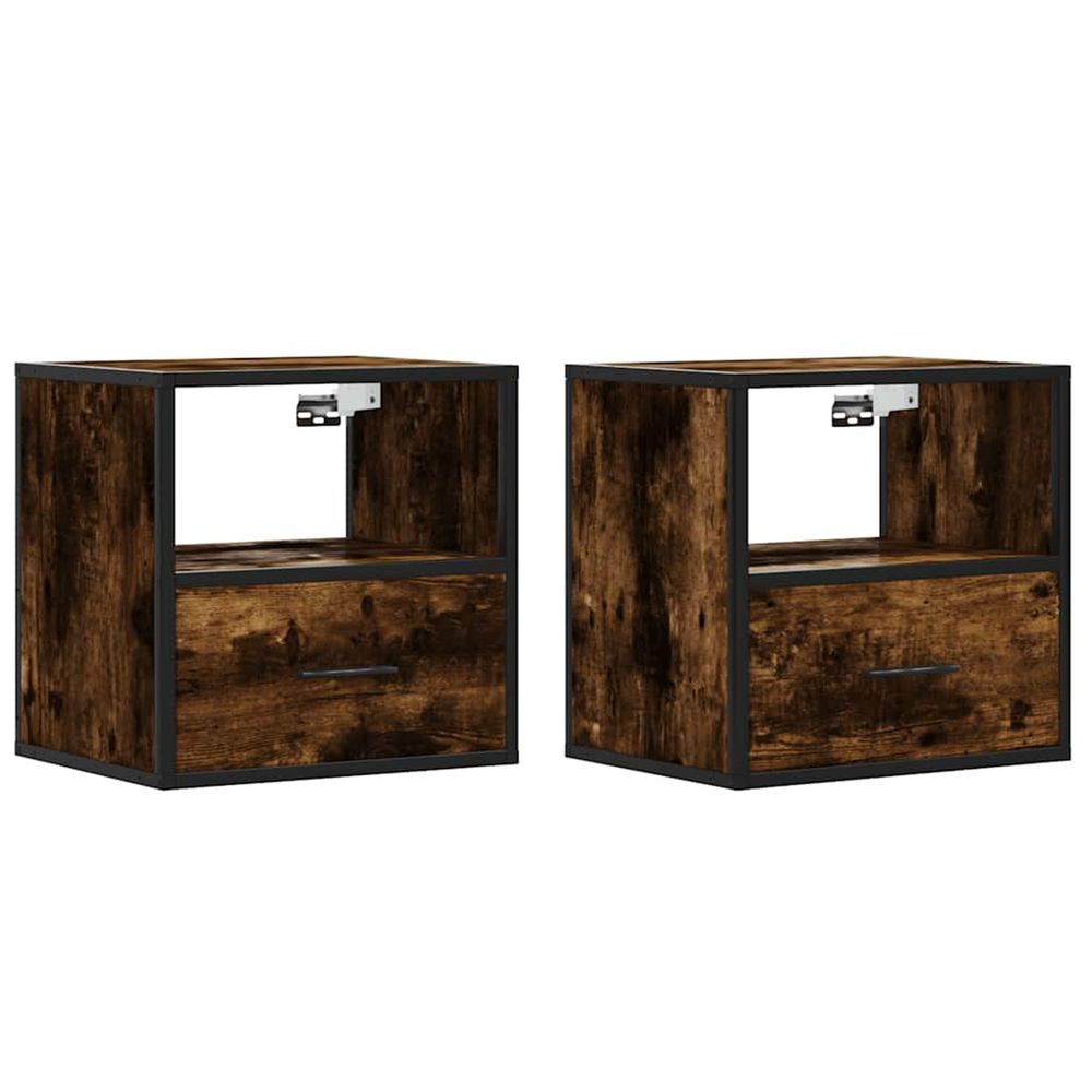 Tables de chevet murales 2 pcs chêne fumé 40x31x39,5 cm