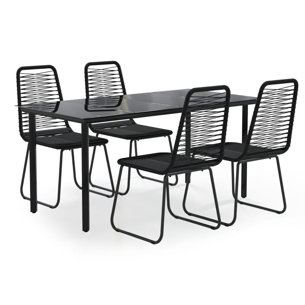 Ensemble à manger de jardin 5 pcs noir