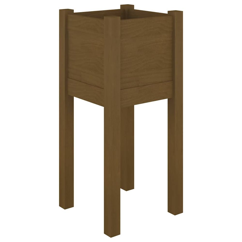 Jardinière d'extérieur marron miel 31x31x70 cm bois de pin