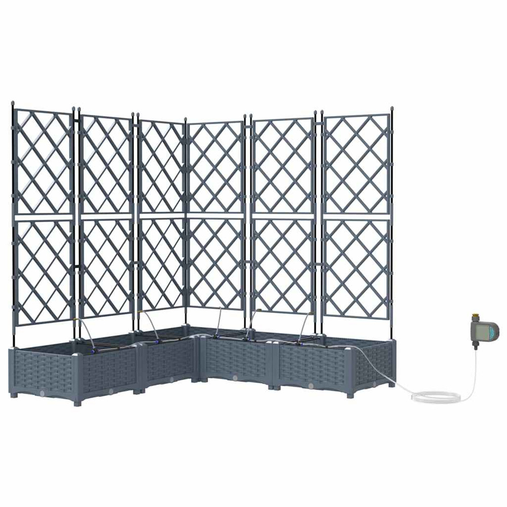 Cache-pot de jardin 5 pcs gris clair acier