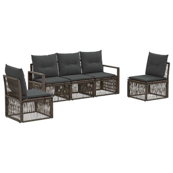 Ensemble de canapé de jardin 5 pc gris polyrotin