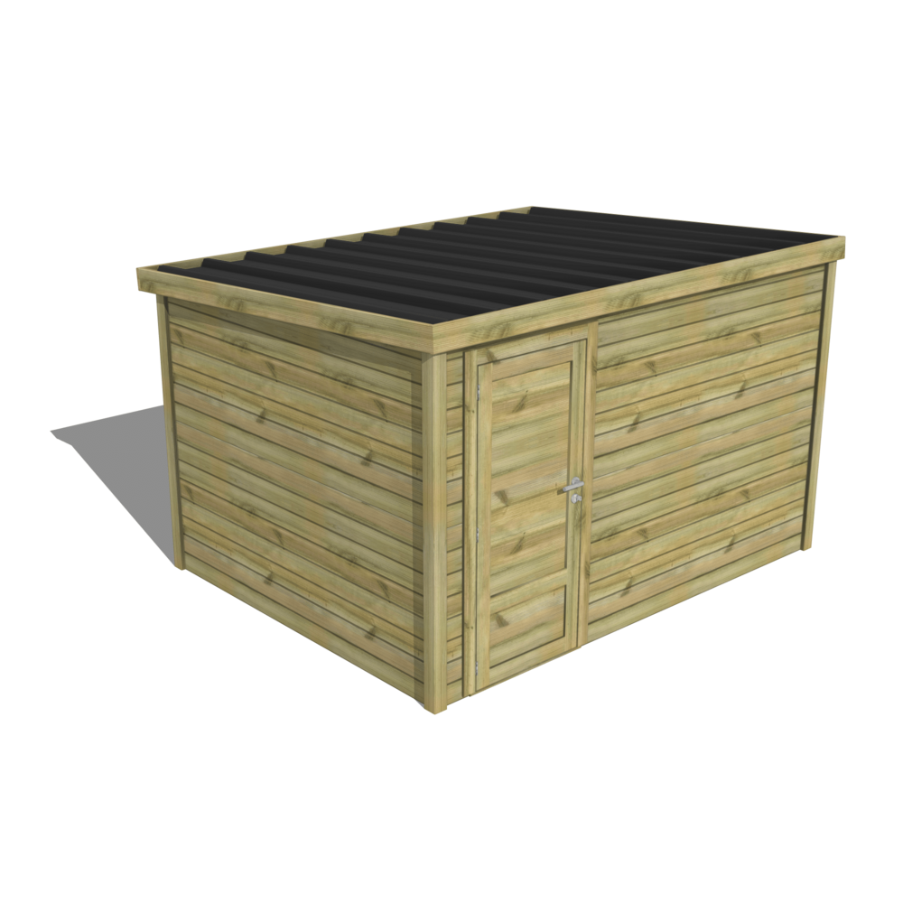 Abri de jardin bois pin traité autoclave 27mm - essentiel - 3,44x2,64m / 9m2 - bac acier - abri français