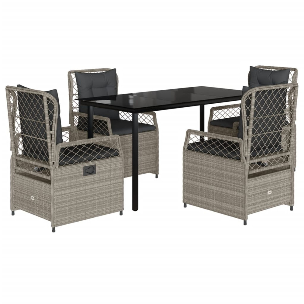 Ensemble à manger de jardin et coussins 5 pcs gris clair rotin