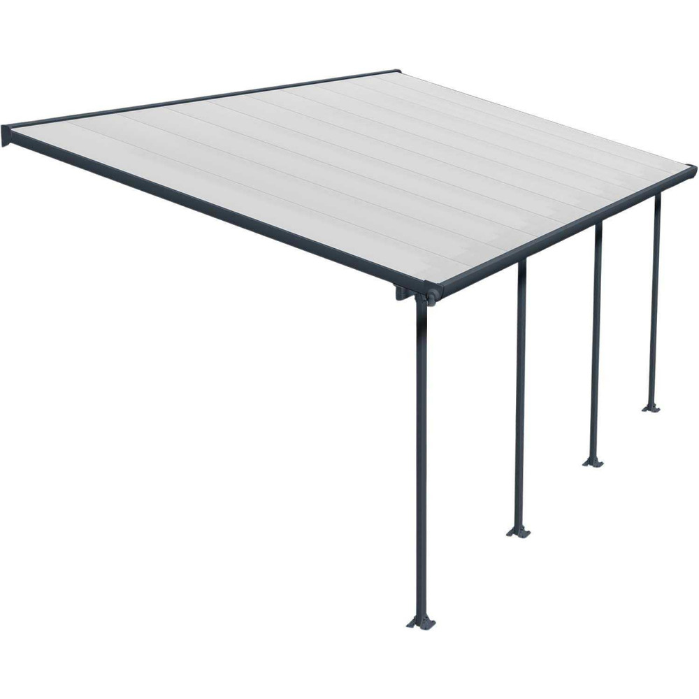 Pergola à adosser en aluminium gris et polycarbonate feria 3 x 6 m