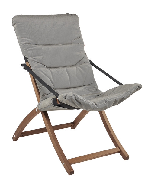 Fauteuil relax pliant - Linda soft - en hêtre et oléfine Blanc-noir - L.89/96xl.61xH.92/102cm