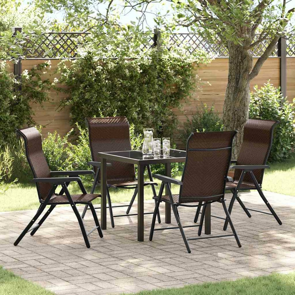 Ensemble de salle à manger pour jardin 5 pcs marron