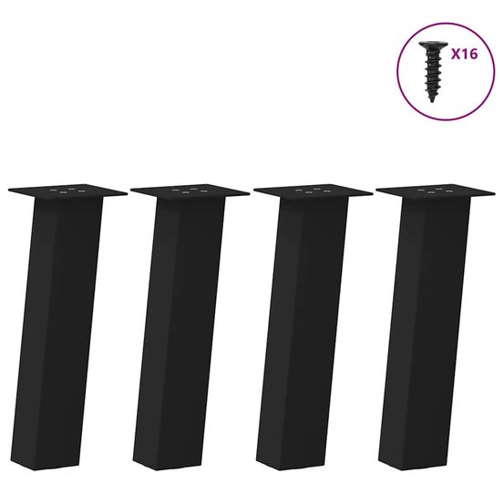 Pieds de table basse 4 pièces noir 42 cm acier