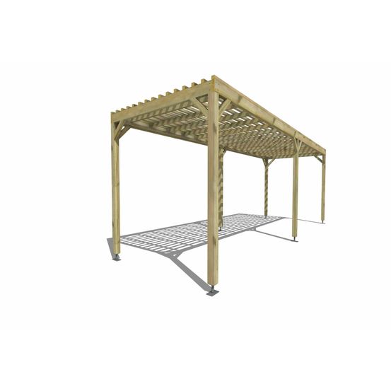 Pergola bois • 7m x 2m • indépendante • sens profondeur • lattage bois • livraison comprise