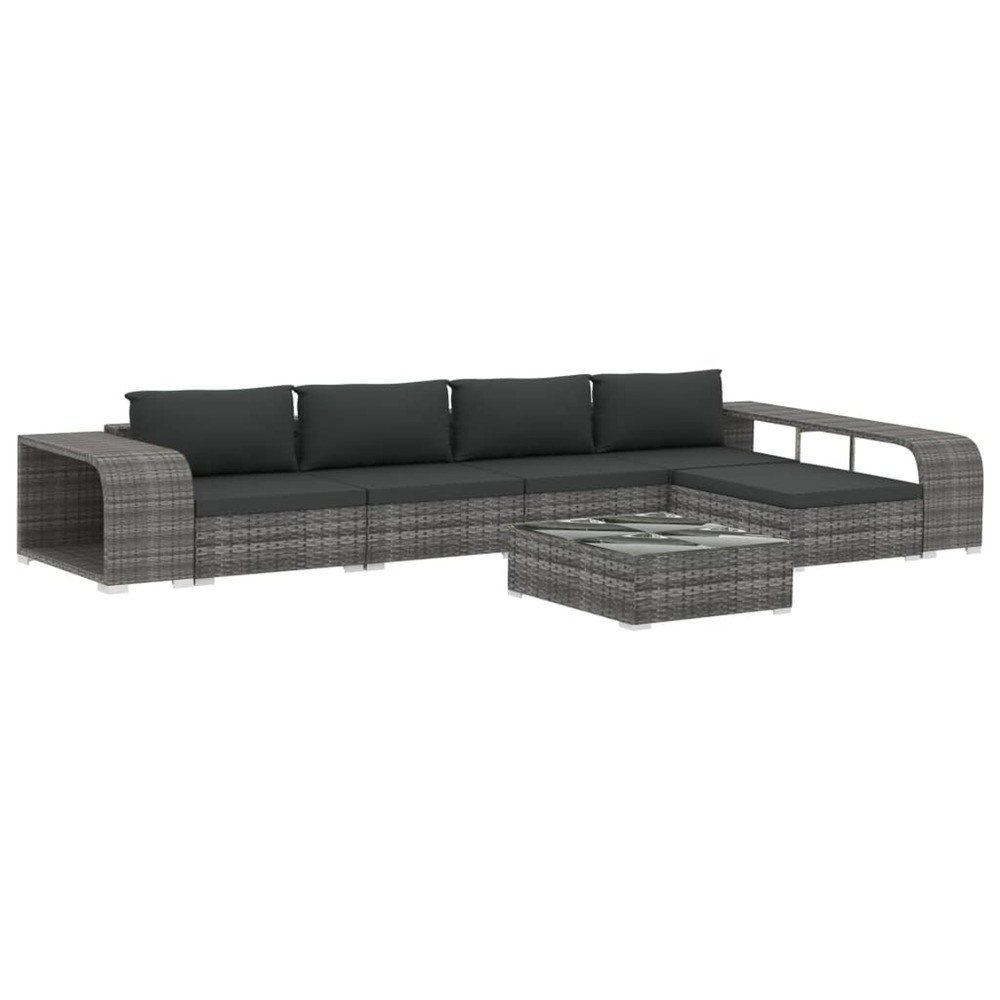 Salon de jardin 8 pcs avec coussins résine tressée gris