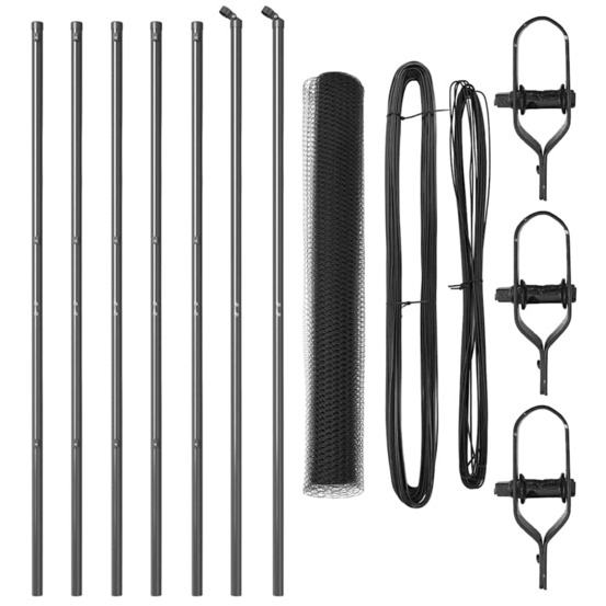 Clôture avec poteaux gris 1.2 x 10 m acier recouvert de pvc