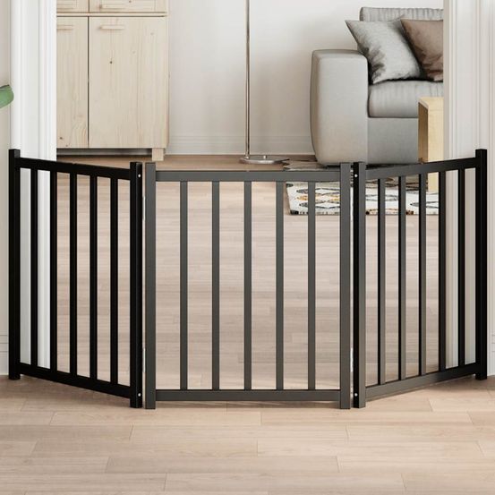 Barrière de sécurité chien bois pliable intérieur 150x60 cm noir