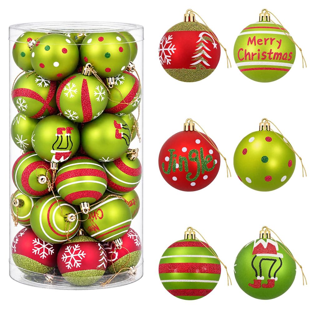 Ensemble de boules de noël 30 pc vert clair diam. 6 cm