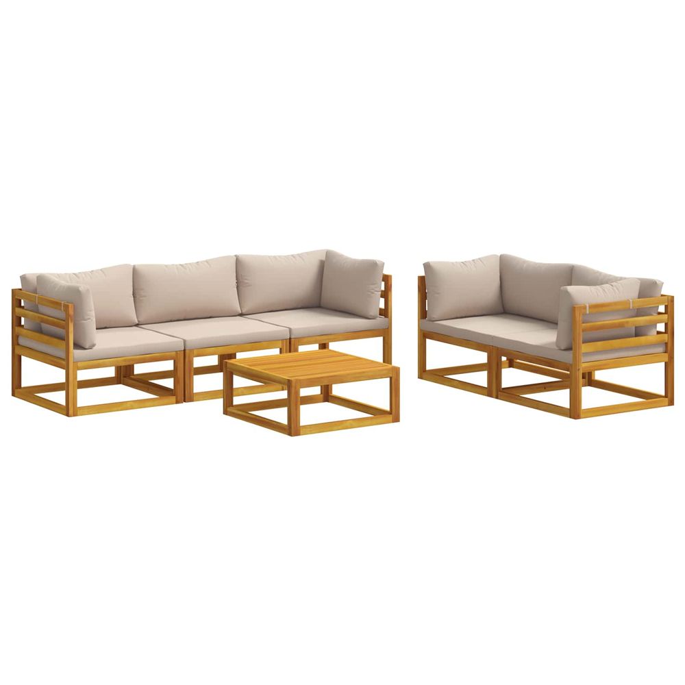 Ensemble de canapés 6 pc naturel bois d'acacia massif