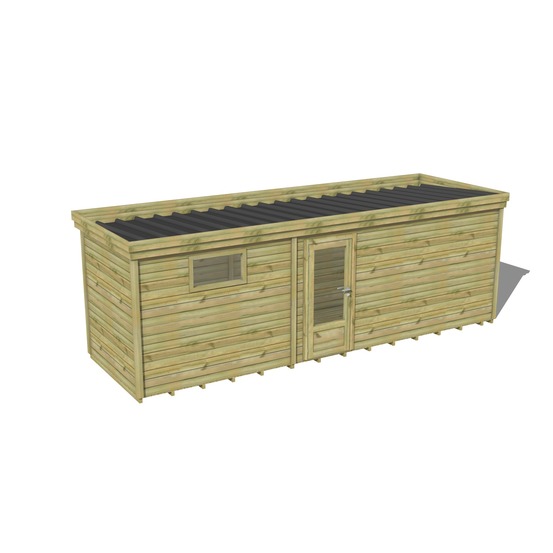 Abri de jardin bois pin traité autoclave 27mm - 7,39x2,14m / 16m2 - bac acier - plancher bois