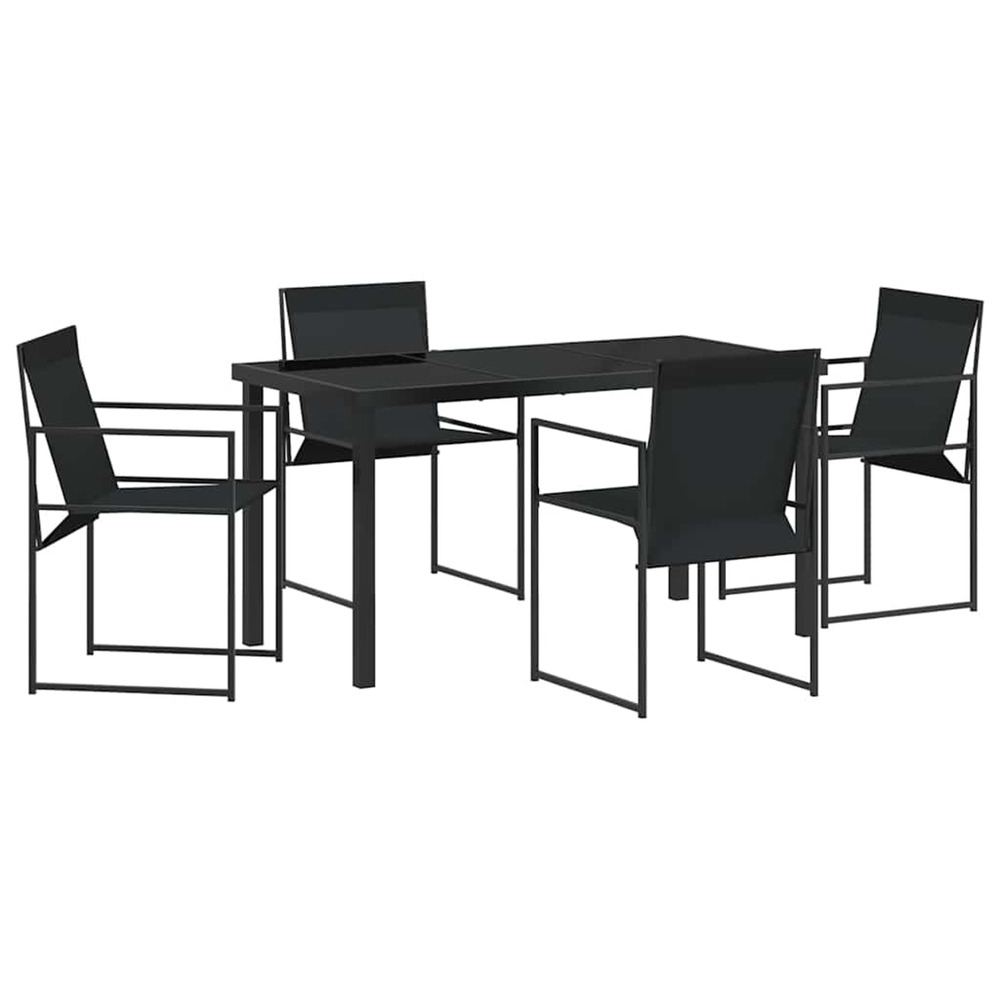 Ensemble de salle à manger pour jardin 5 pcs noir