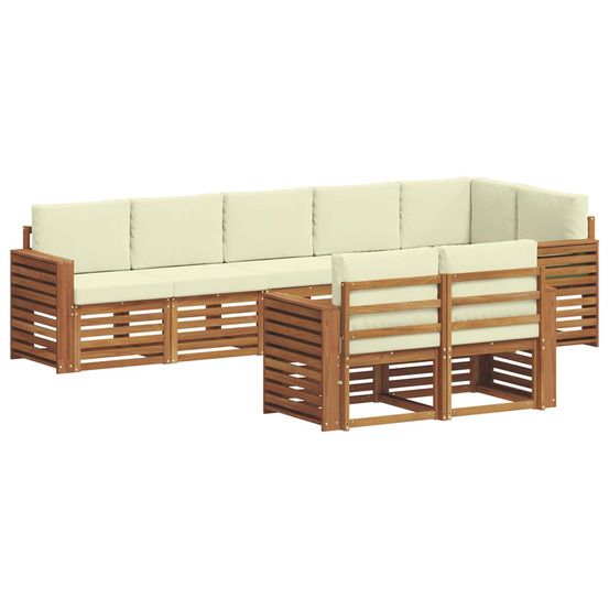 Ensemble de canapés d'extérieur 8 pc naturel et crème polyester