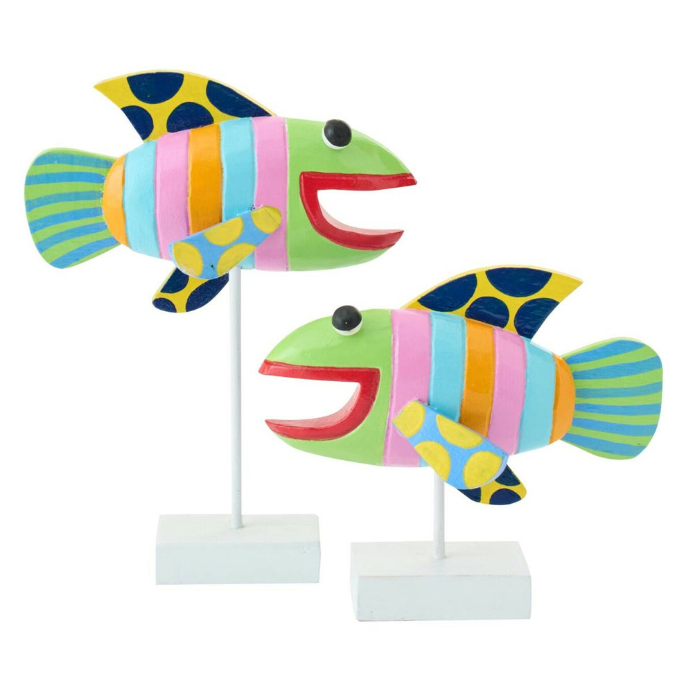 Lot de 2 poissons déco sur pied 