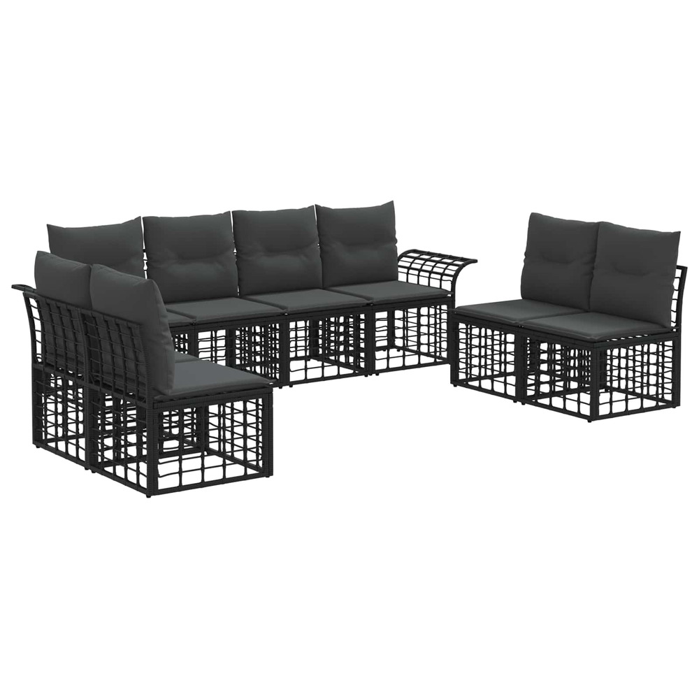 Ensemble de canapés d'extérieur 8 pcs noir et gris foncé