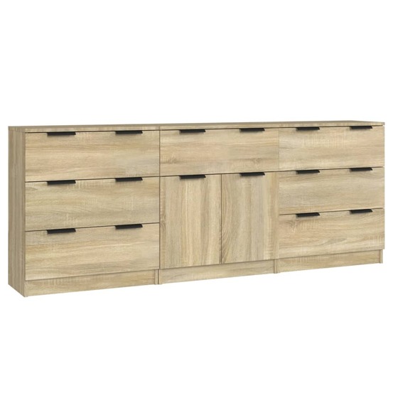 Buffet bahut commode armoire meuble de rangement organisateur cuisine salle de séjour salons 3 pcs sonoma bois d'ingénierie m