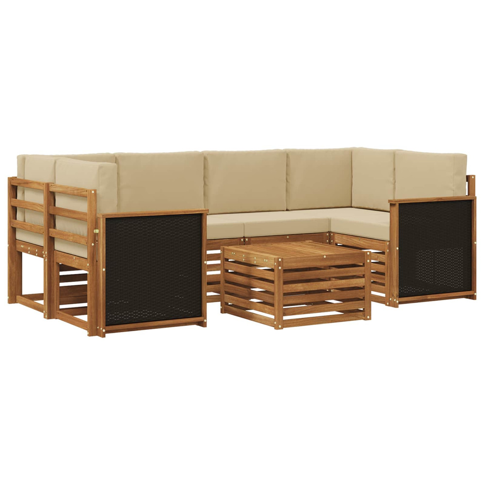 Ensemble de canapés d'extérieur 7 pcs naturel et beige