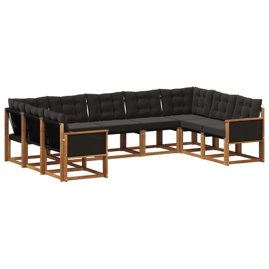Ensemble de canapés d'extérieur 9 pc naturel et noir