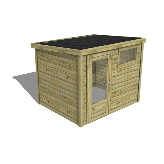 Abri de jardin bois pin traité autoclave 27mm - essentiel - 2,64x2,14m / 6m2 - bac acier - abri français