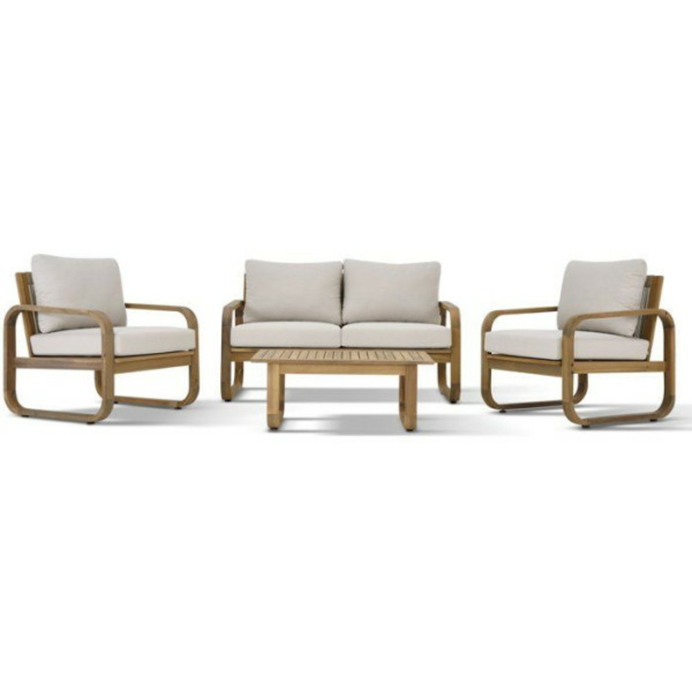 Salon de jardin - bois d'acacia - 4 personnes - bohemia - creme