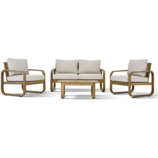 Salon de jardin - bois d'acacia - 4 personnes - bohemia - creme