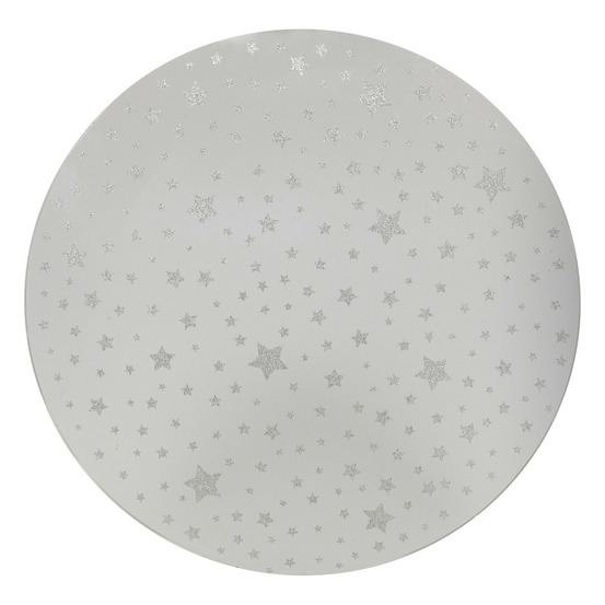 Photophore support à bougie plaque en verre effet miroir étoilé argenté d 30 cm