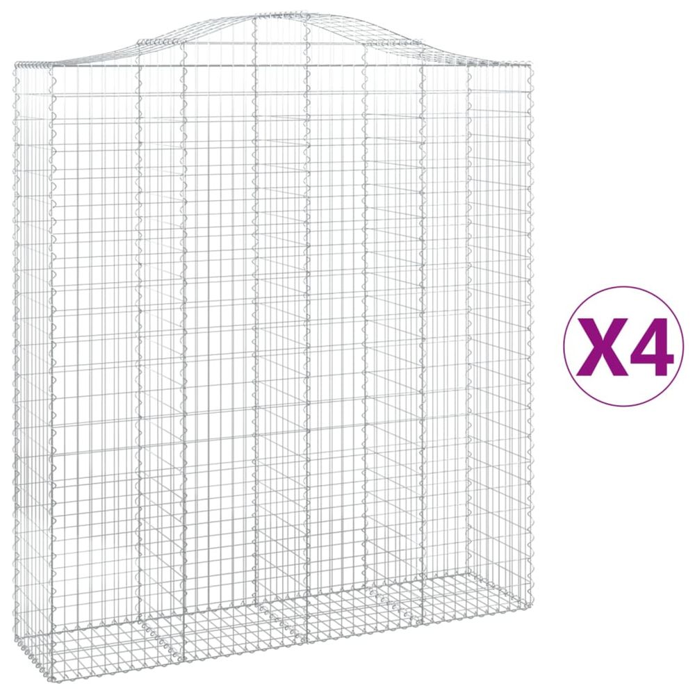 Paniers à gabions arqués 4 pcs 200x50x220/240 cm fer galvanisé