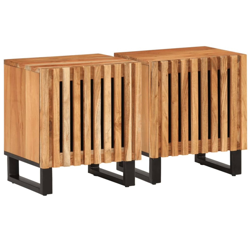 Tables de chevet 2 pcs 40x34x46 cm bois d'acacia massif