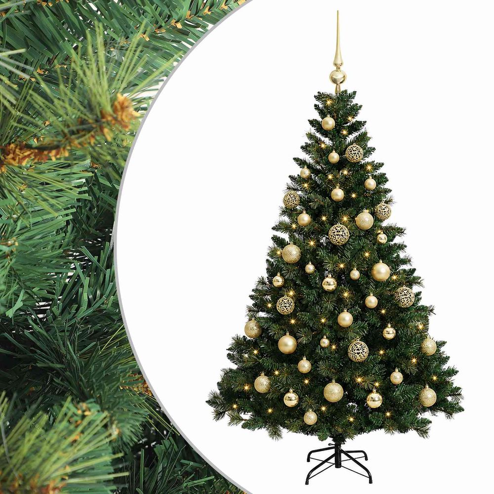 Arbre de noël artificiel avec boule 120 cm 150 led blanc chaud