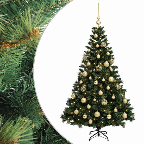 Arbre de noël artificiel avec boule 120 cm 150 led blanc chaud