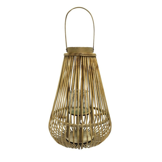 Lanterne jardin extérieur à poser bougie ancienne rotin naturel 46cm