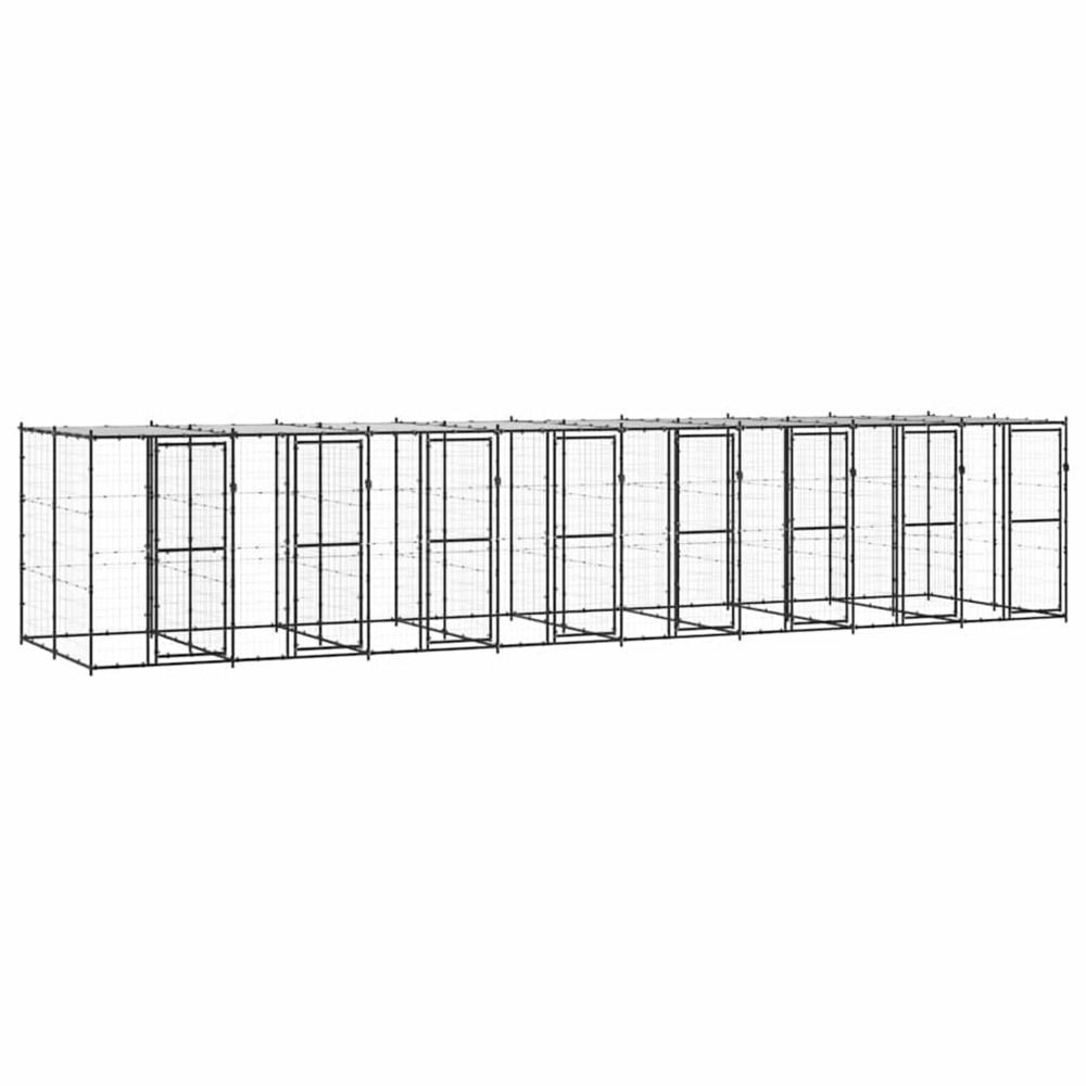 Chenil extérieur acier avec toit 19,36 m²
