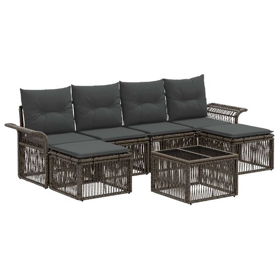 Ensemble de canapé de jardin 7 pc gris polyrotin
