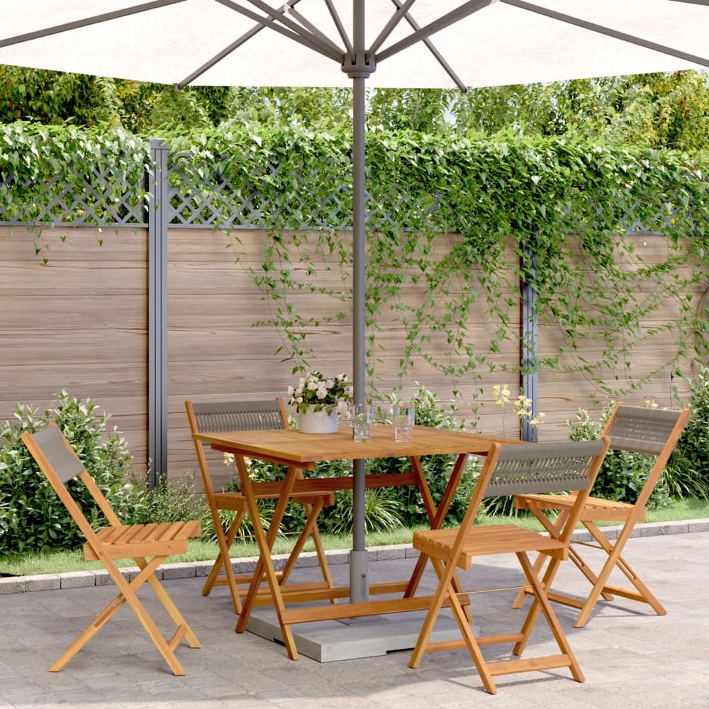 Ensemble à manger de jardin 5pcs gris polypropylène bois massif
