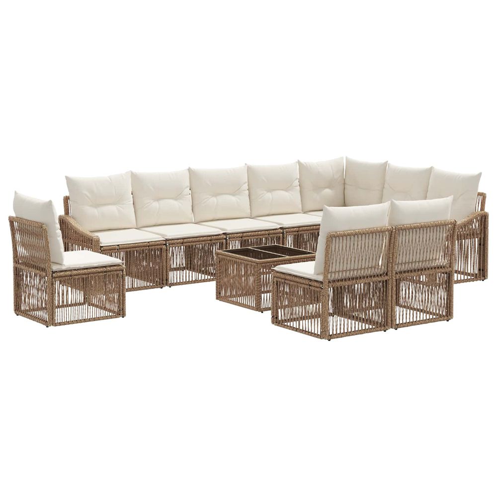 Ensemble de canapé de jardin 11 pc beige polyrotin